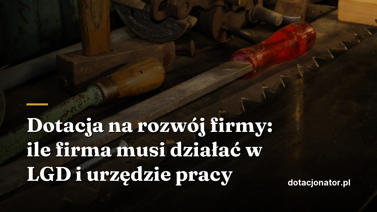 Dotacja na rozwój firmy: ile firma musi działać w LGD i urzędzie pracy