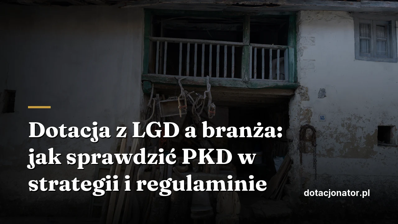 Dotacja z LGD a branża: jak sprawdzić PKD w strategii i regulaminie
